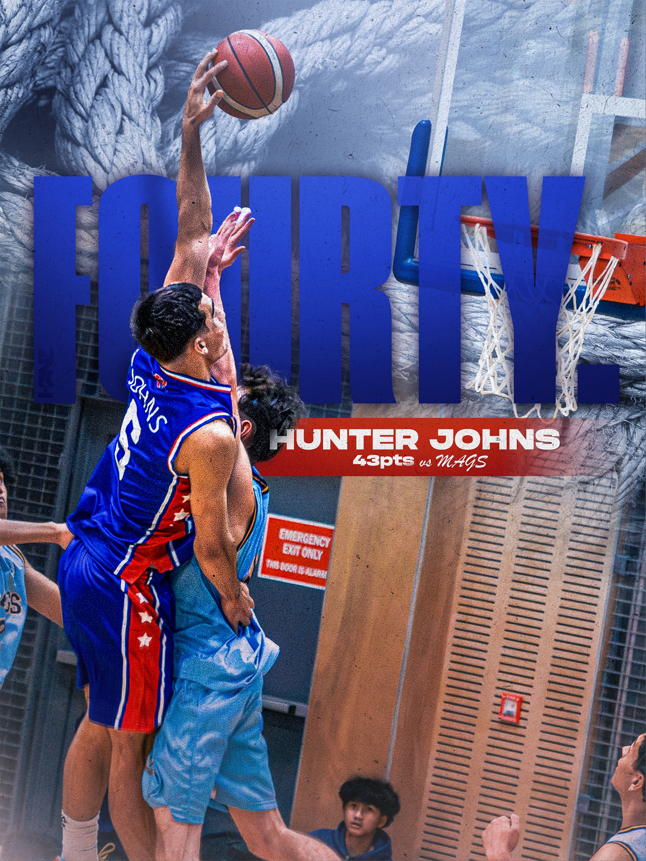 Hunter Johns from Rosmini College. Round 1 vs Mount Albert Grammar School. Senior Premier Basketball 2026